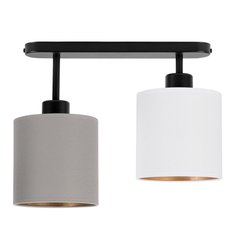 Lampa sufitowa 37 x 15 x 30 cm dwupunktowy spot gwint E27 czarna z szaro-białymi abażurami do salonu - Miniaturka zdjęcia nr 3