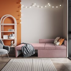 Łóżka dla dzieci Viluś 108x81x78 cm sofa narożnik jednoosobowy do pokoju z funkcją spania i przechowywania różowy - Miniaturka zdjęcia nr 11