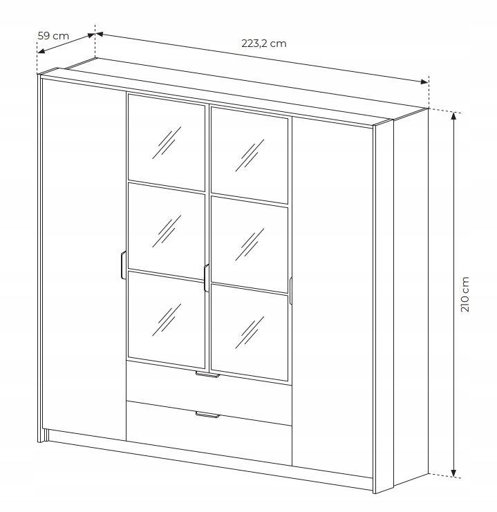 Szafa MILTON 223x210 cm czarny kasztan z lustrem szeroka do sypialni garderoby  nr. 5
