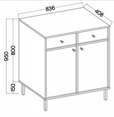 Komoda 83 cm AVILA zielona szuflady drzwi metalowe proste nóżki I uchwyty - Miniaturka zdjęcia nr 3