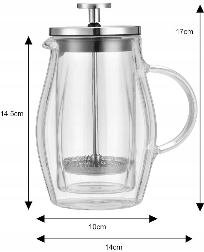 Szklany ZAPARZACZ TŁOKOWY Do HERBATY Ziół KAWY French Press 350ml 7682 nr. 5