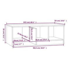 Stolik kawowy 102x50x36 cm z praktyczną półką biel i dąb sonoma do salonu - Miniaturka zdjęcia nr 8