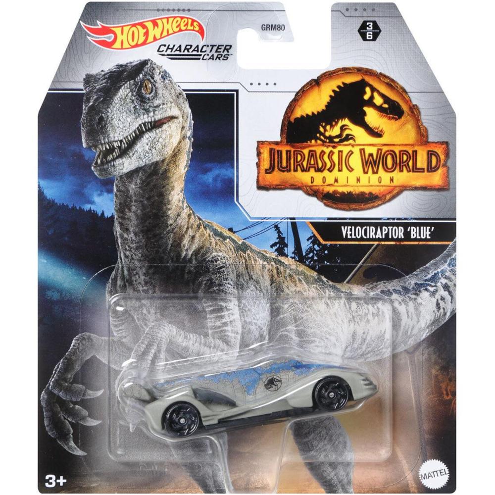 Hot wheels jurassic world dominion character cars velociraptor 'blue' 3/6 dla dziecka  nr. 1