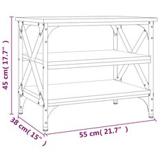 Stolik kawowy 55x38x45 cm z przestronnymi półkami dąb sonoma do salonu - Miniaturka zdjęcia nr 8