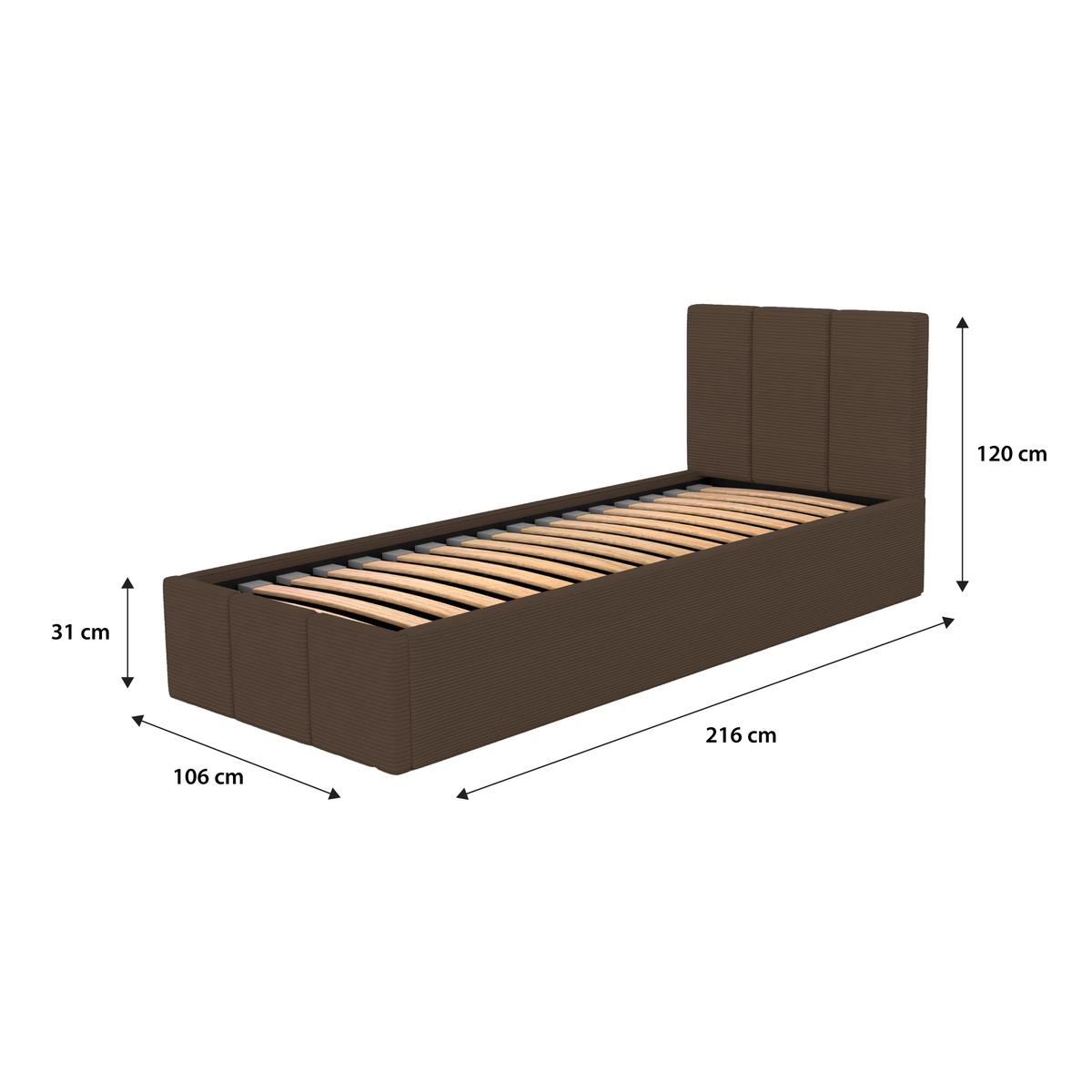 Łóżko Tapicerowane Do Sypialni 90x200cm Podwójne z Pojemnikiem Brązowe nr. 8
