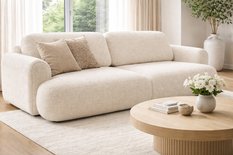Kanapa rozkładana ITALY 250x100x82 cm trzyosobowa tkanina LOOP 02 sofa z funkcją spania kremowa obrazek