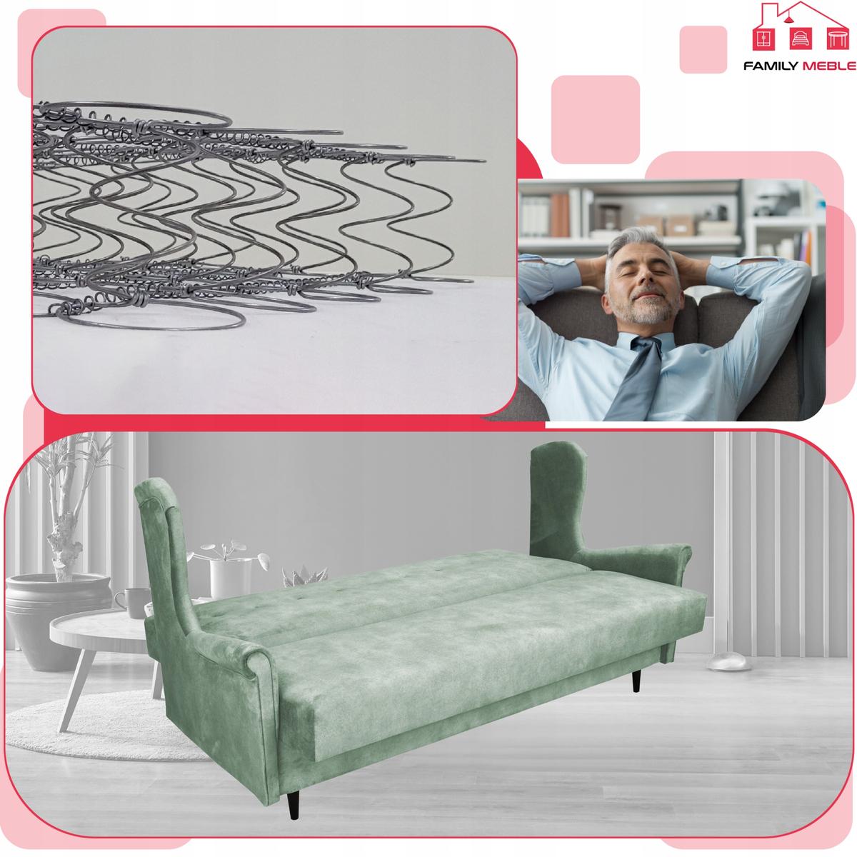 Wersalka sofa uszak kanapa rozkładana Ari pistacja nr. 6