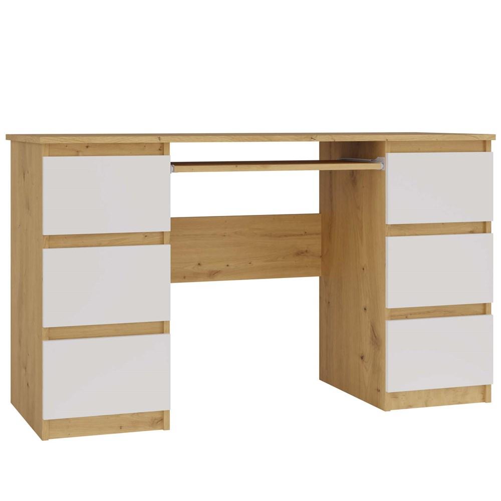 Biurko Kuba 76x130x51 cm do salonu sypialni biura dąb artisan biel