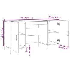 Biurko 140x50x75cm z 2 szafkami dąb sonoma do biura pokoju lub gabinetu - Miniaturka zdjęcia nr 12