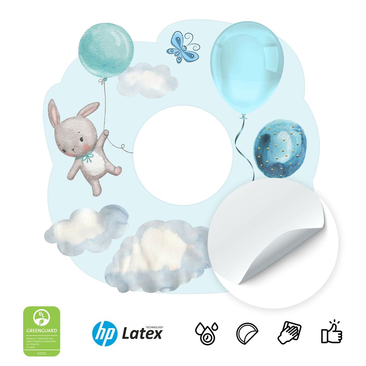 Naklejka Pod Włącznik Kontakt Króliczki Niebieskie 20x20  Balony Do Pokoju Dziecka nr. 3