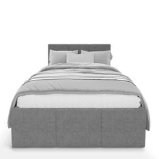 Łóżko Pojedyncze 90x200cm łóżko tapicerowane z pojemnikiem szare do sypialni wezgłowie 110 cm - Miniaturka zdjęcia nr 6