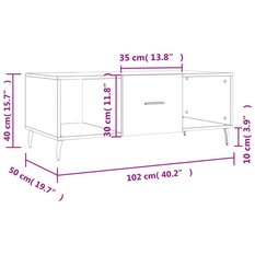 Stolik kawowy 102x50x40 cm z praktyczną szufladą i 2 przegrodami szarość betonu do salonu - Miniaturka zdjęcia nr 10