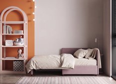 Łóżko rozkładane Viluś 106x75x80 cm sofa narożnik jednoosobowy do pokoju z funkcją spania i przechowywania różowy - Miniaturka zdjęcia nr 3