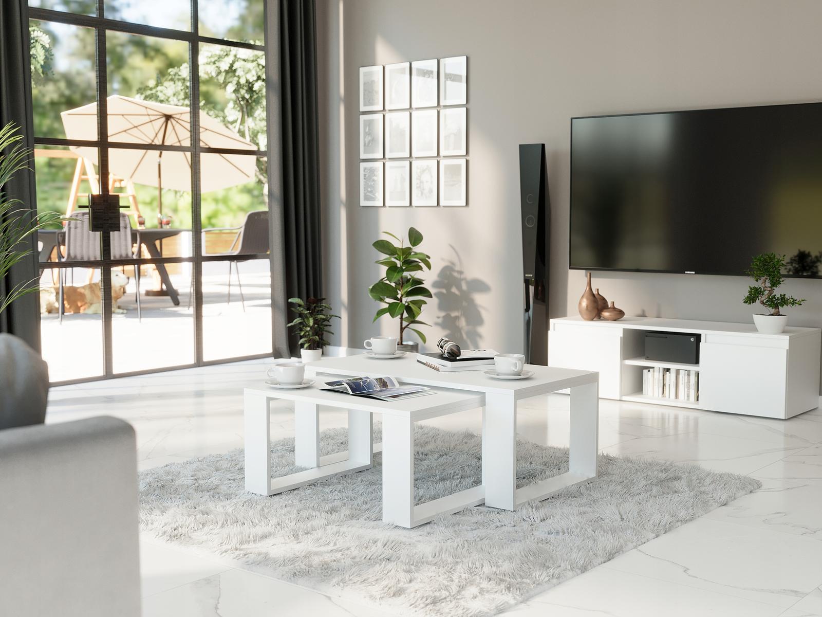  Zestaw stolików kawowych MODERN 90x45x50 cm do salonu biały nr. 2