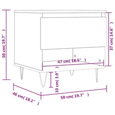 Stolik kawowy 2szt 50x46x50 cm z szufladą i półką dąb sonoma do salonu - Miniaturka zdjęcia nr 12