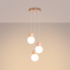 Lampa wisząca PEKKA 3P biała/naturalne drewno 124x31x31cm nowoczesna G9 do salonu - Miniaturka zdjęcia nr 3