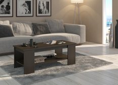 Stolik kawowy MODERN 120x50 cm wenge z dodatkową półką do salonu - Miniaturka zdjęcia nr 2