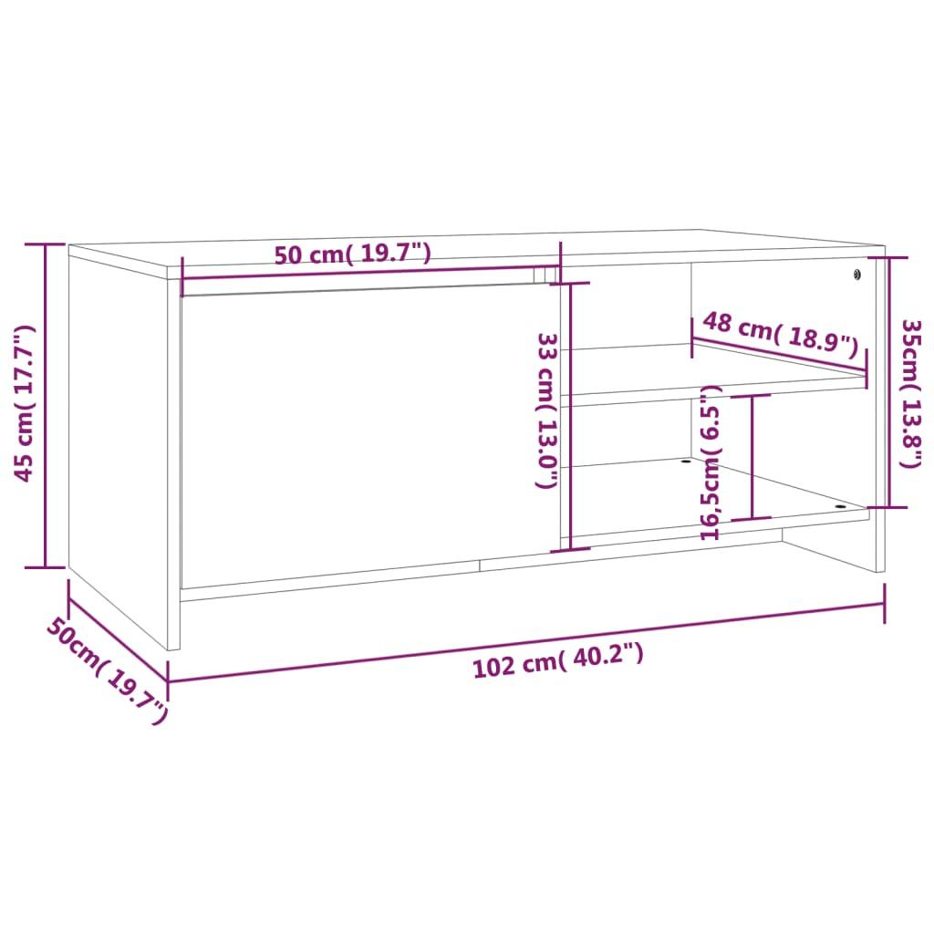 Stolik kawowy 102x50x45 cm z półką z drzwiczkami przydymiony dąb do salonu nr. 9