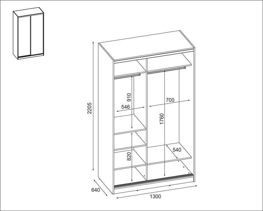 Szafa do sypialni 130x220x64 cm przesuwna z lamelami 2D/130 biała nr. 4