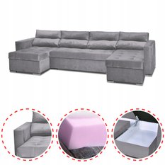 Narożnik Varius BIG 297x74x140 cm kształt U z funkcją spania i przechowywania do salonu Monoliht szary - Miniaturka zdjęcia nr 2