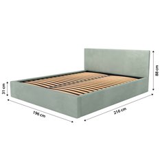 Łóżko tapicerowane do sypialni 180x200x88 cm podwójne z pojemnikiem basic miętowe  - Miniaturka zdjęcia nr 16