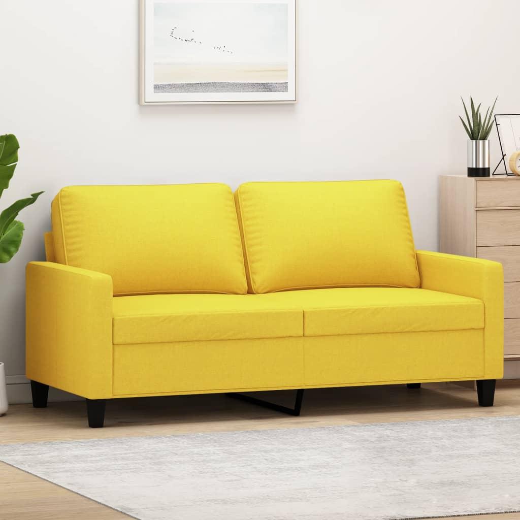 Sofa 158x77x80 cm 2-osobowa wygodna tapicerowana tkaniną jasnożółta do salonu