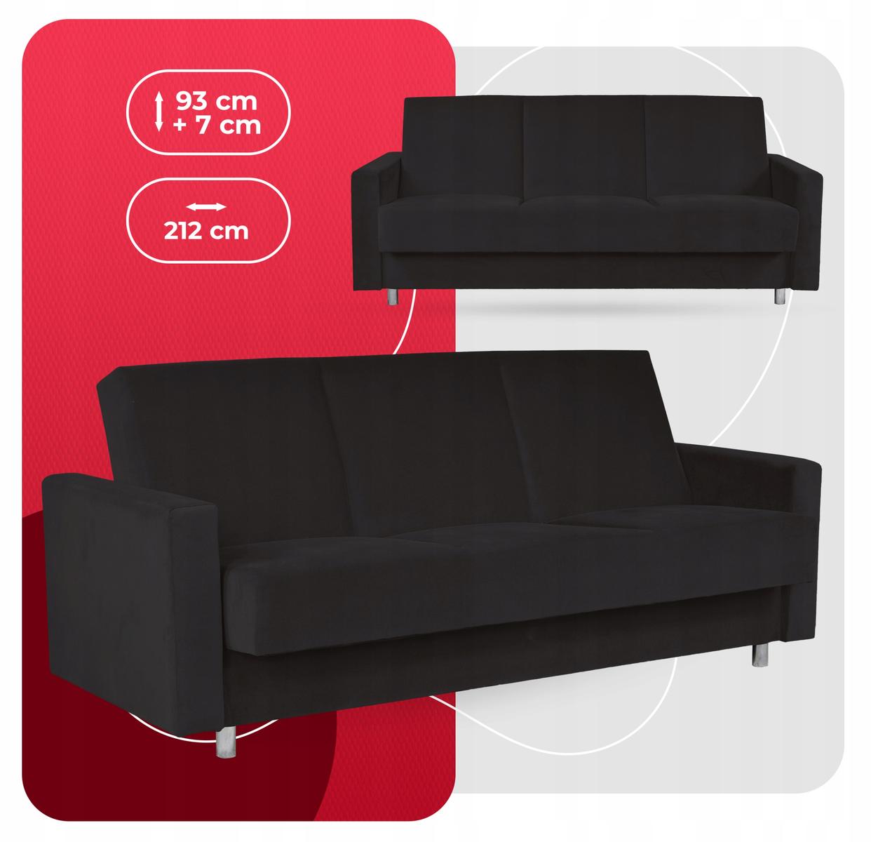 Wersalka kanapa sofa tapczan rozkładana Family Meble Alicja czarna nr. 3