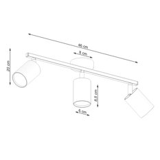 Plafon LEMMI 3 czarny 20x8x46cm GU10 nowoczesna lampa do salonu - Miniaturka zdjęcia nr 5