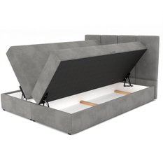 Łóżko kontynentalne 160x200x113 cm tapicerowane podwójne z materacem szare - Miniaturka zdjęcia nr 14