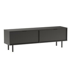 Szafka stojąca RTV AURA 140x33x30 cm na nóżkach do salonu czarny - Miniaturka zdjęcia nr 2