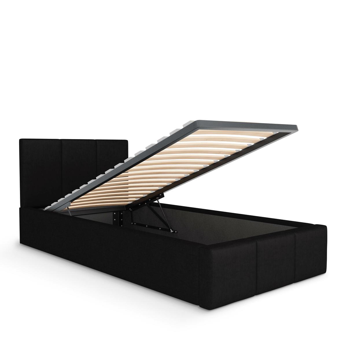 Łóżko Pojedyncze 90x200cm Łóżko Tapicerowane z Pojemnikiem Czarne nr. 8