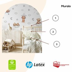 Naklejki Na Ścianę Dla Dzieci Misie 60x30 Szare Księżyce ZESTAW - Miniaturka zdjęcia nr 3