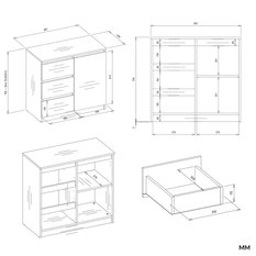 Komoda Malwa 75x80x40 cm do salonu sypialni kaszmir beż - Miniaturka zdjęcia nr 6