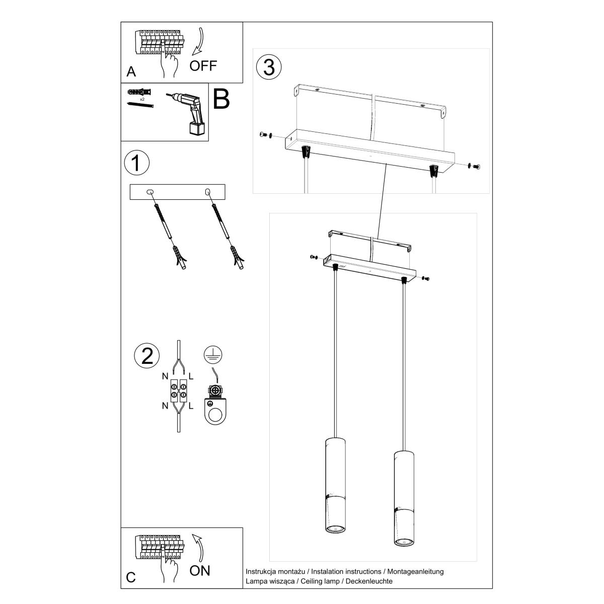 Lampa wisząca LOOPEZ 2 czarny/złoty 90x6x30cm nowoczesna G10 do salonu nr. 5