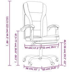 Fotel obrotowy 63x53x122 cm biurowy rozkładany z funkcją regulacji czarny krzesło do biura lub pokoju czy gabinetu - Miniaturka zdjęcia nr 11