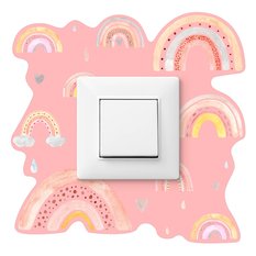 Naklejka Pod Włącznik Kontakt Tęcze Serduszka 20x20 Styl Boho Dla Dziewczynki - Miniaturka zdjęcia nr 1