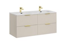 Szafka łazienkowa ADEL 120 cm z umywalkami szuflady ryflowane fronty kaszmir - Miniaturka zdjęcia nr 1