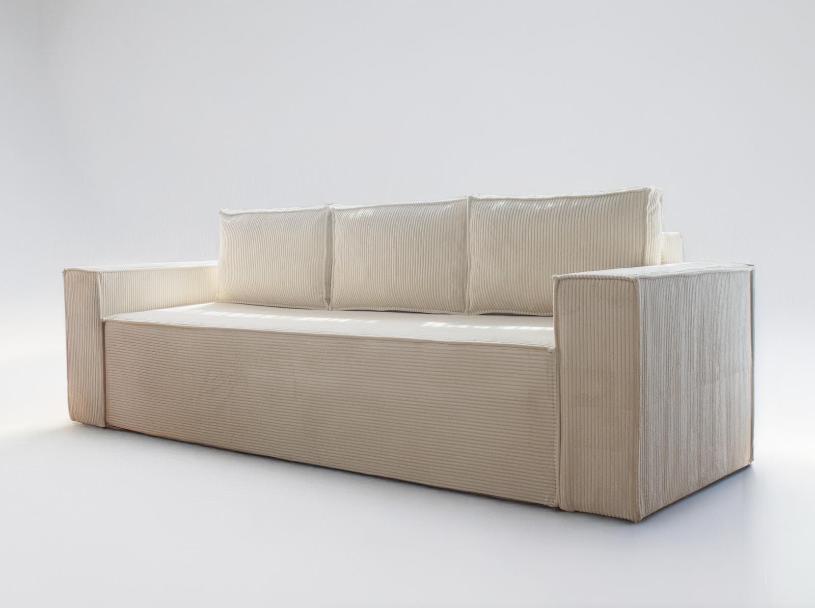 Kanapa rozkładana Verona 248x52x93 cm wersalka z funkcją spania i pojemnikiem sprężyny bonell sztruks beżowa do salonu WERONA