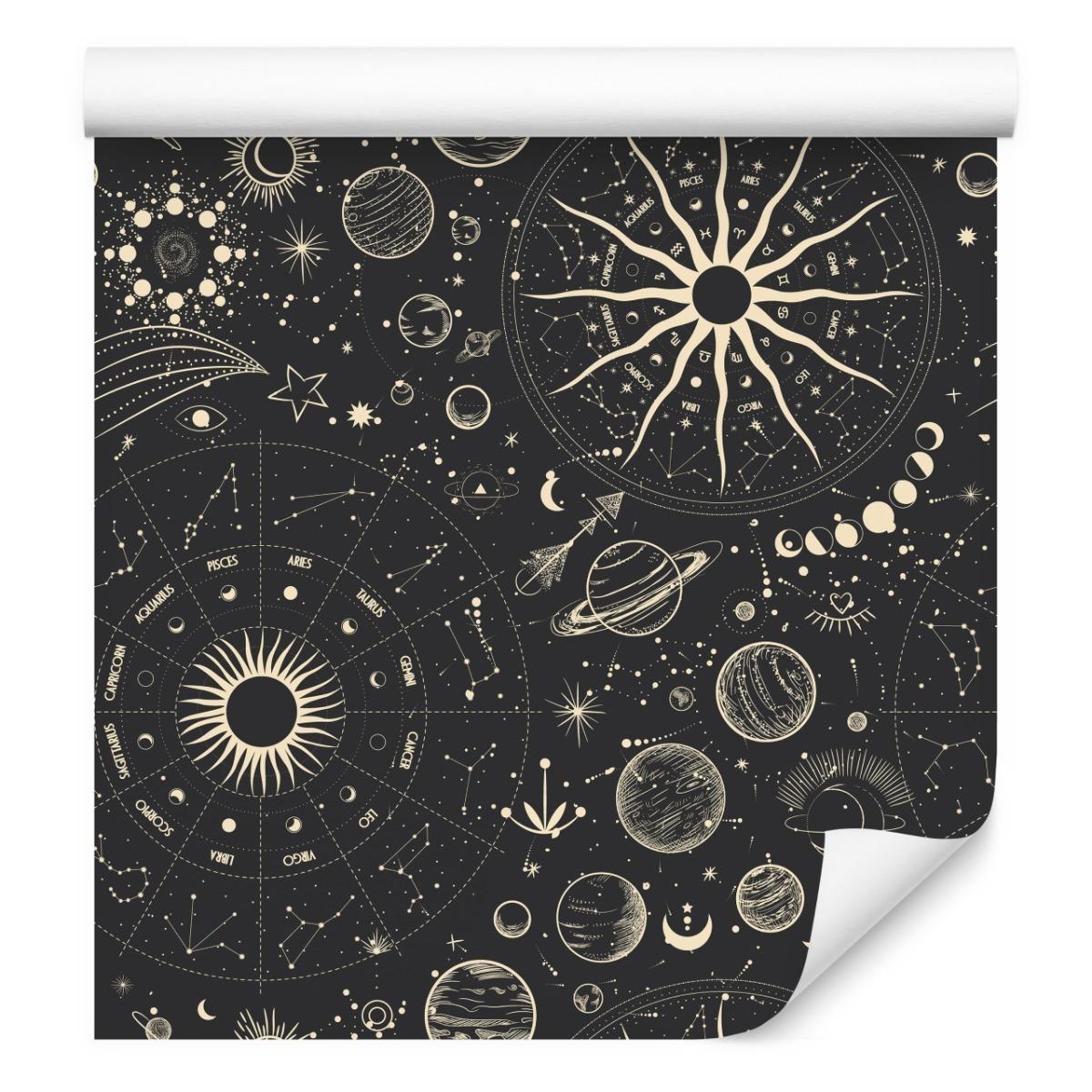 Tapeta Ozdobna PLANETY Znaki Zodiaku Słońce Boho  nr. 4