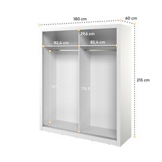 Szafa z lustrem Arti 180 cm do sypialni przedpokoju garderoby biały - Miniaturka zdjęcia nr 5