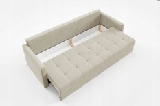 Kanapa IVIO 230x87x86 cm sofa z funkcją spania rozkładana velvet welur beżowa do salonu - Miniaturka zdjęcia nr 7