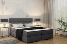 Łóżko DAMALO 160x200 cm z funkcją przechowywania i materacem do sypialni grafitowe