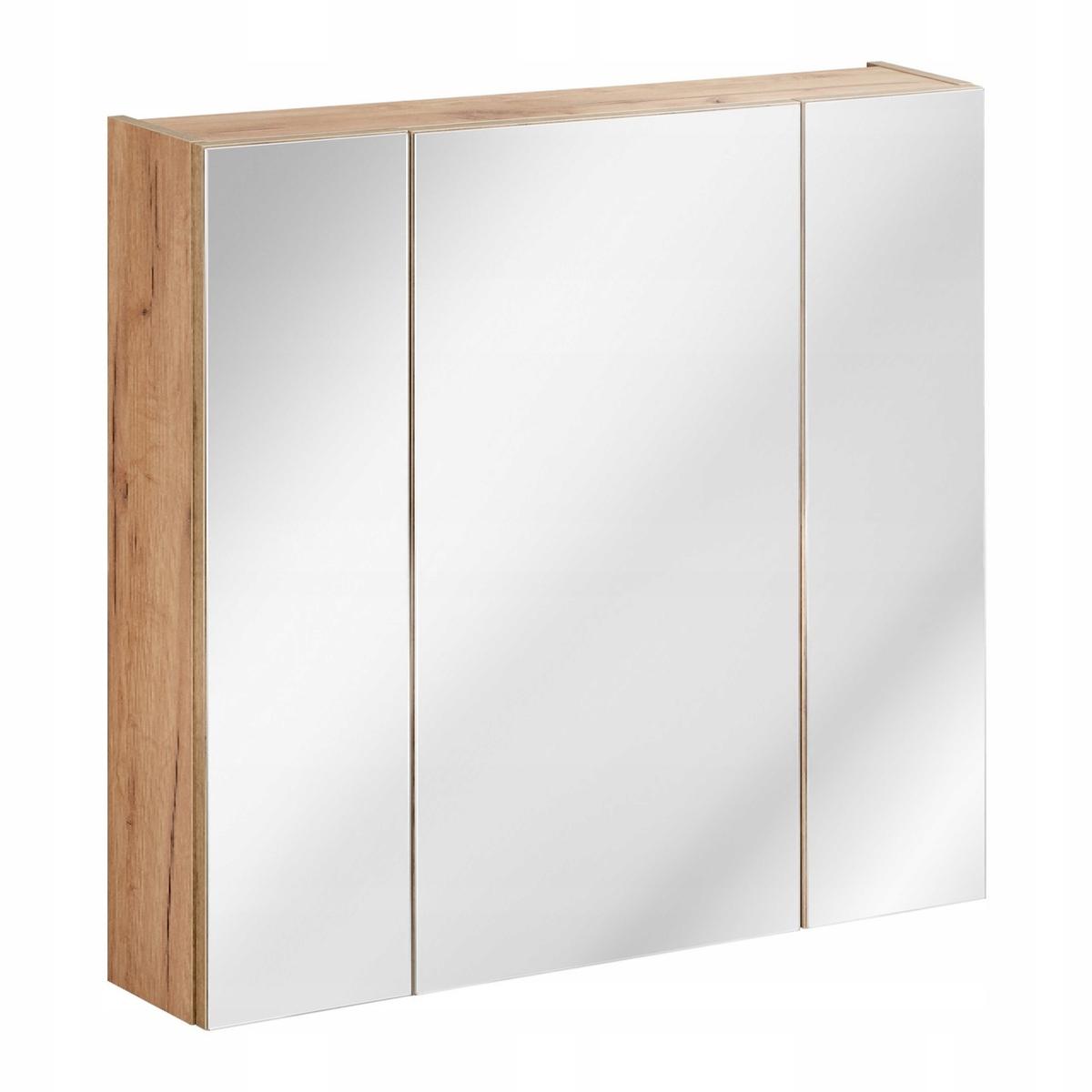 Szafka łazienkowa z lustrem CAPRI OAK 80x75x15 cm wisząca dąb craft złoty