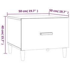 Stolik kawowy 2szt 50x50x40 cm z praktyczną szufladą biały z połyskiem do salonu - Miniaturka zdjęcia nr 10