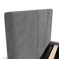 Łóżko Pojedyncze 90x200cm łóżko tapicerowane z pojemnikiem szare do sypialni wezgłowie 110 cm - Miniaturka zdjęcia nr 8