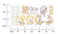 Naklejki Ścienne Dla Dzieci Szare Króliczki 60x30 Księżyce ZESTAW - Miniaturka zdjęcia nr 2