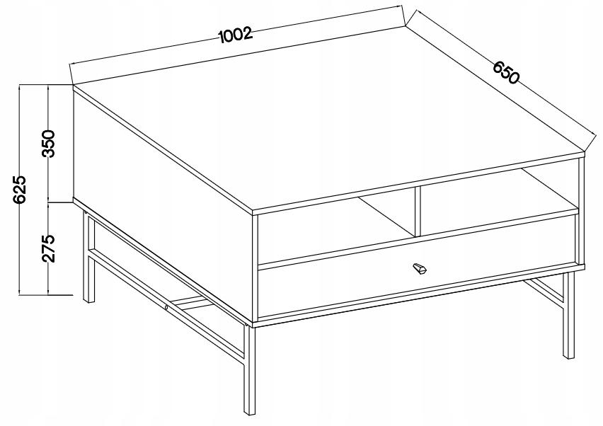 Ława 100 cm AVILA czarna szuflada półki złoty metalowy stelaż I uchwyty nr. 3