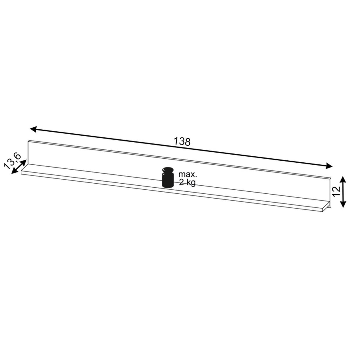 Półka wisząca Flinn 138 cm do sypialni salonu czarna nr. 5