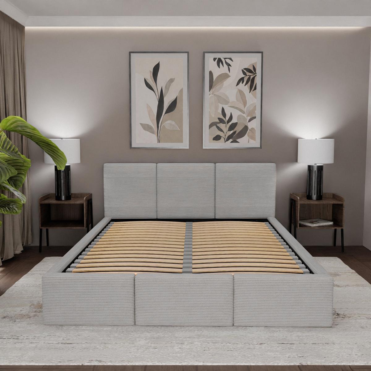 Łóżko Tapicerowane Do Sypialni  180x200 Podwójne z Pojemnikiem Szare nr. 5