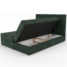 Łóżko kontynentalne 160x200x113 cm tapicerowane podwójne z materacem butelkowa zieleń - Miniaturka zdjęcia nr 11